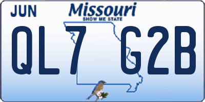 MO license plate QL7G2B