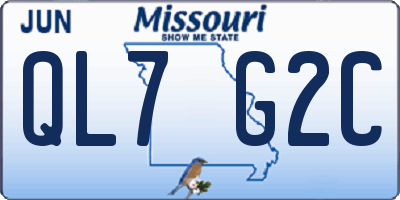 MO license plate QL7G2C