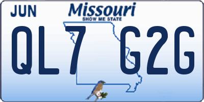 MO license plate QL7G2G