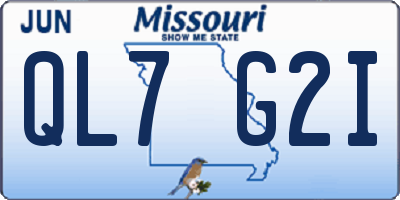 MO license plate QL7G2I