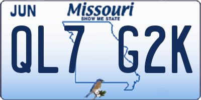 MO license plate QL7G2K
