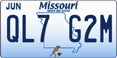 MO license plate QL7G2M