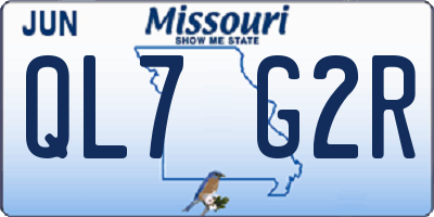 MO license plate QL7G2R