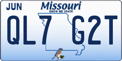 MO license plate QL7G2T