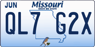 MO license plate QL7G2X