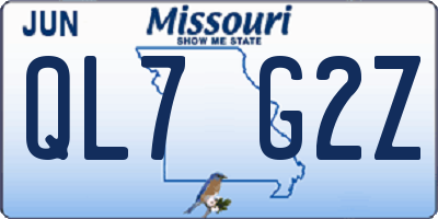 MO license plate QL7G2Z