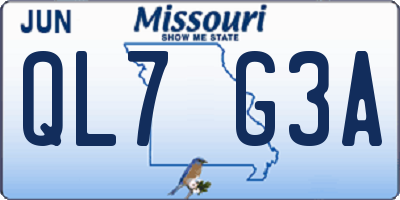 MO license plate QL7G3A