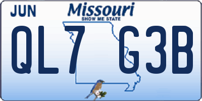 MO license plate QL7G3B