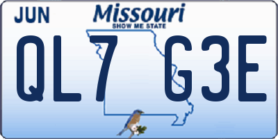 MO license plate QL7G3E