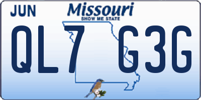 MO license plate QL7G3G