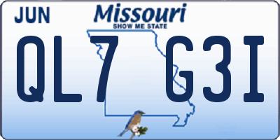 MO license plate QL7G3I
