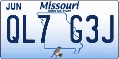 MO license plate QL7G3J