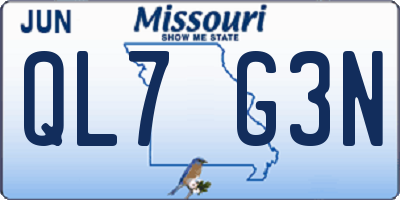 MO license plate QL7G3N