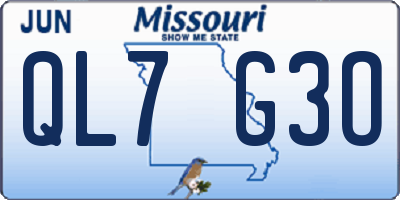 MO license plate QL7G3O