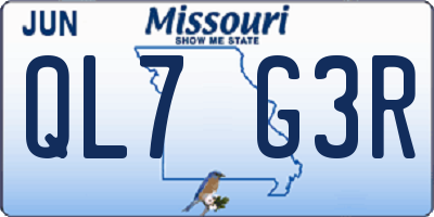 MO license plate QL7G3R