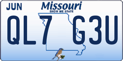 MO license plate QL7G3U