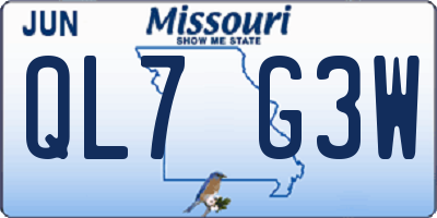 MO license plate QL7G3W