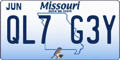 MO license plate QL7G3Y
