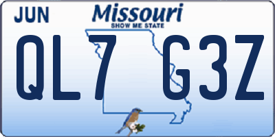 MO license plate QL7G3Z