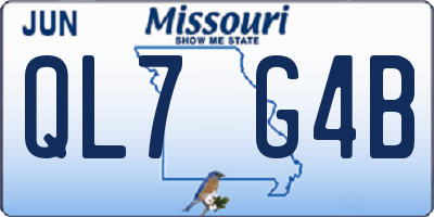 MO license plate QL7G4B