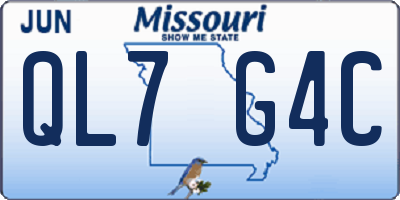 MO license plate QL7G4C
