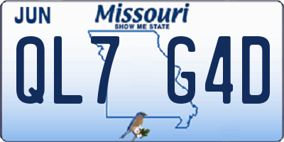 MO license plate QL7G4D