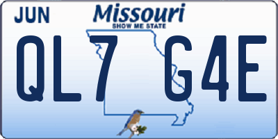 MO license plate QL7G4E