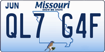 MO license plate QL7G4F