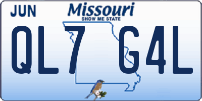 MO license plate QL7G4L