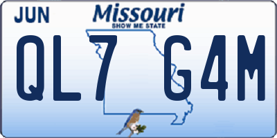 MO license plate QL7G4M