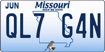 MO license plate QL7G4N
