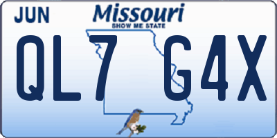 MO license plate QL7G4X
