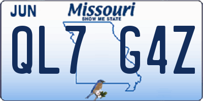 MO license plate QL7G4Z