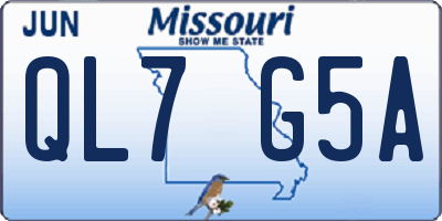 MO license plate QL7G5A