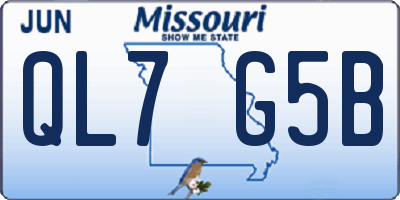 MO license plate QL7G5B