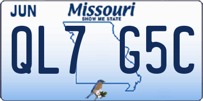 MO license plate QL7G5C