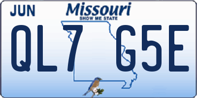 MO license plate QL7G5E