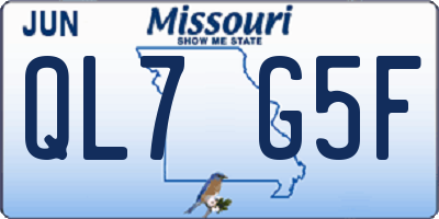 MO license plate QL7G5F