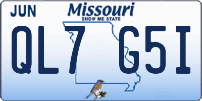 MO license plate QL7G5I
