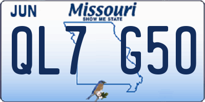 MO license plate QL7G5O