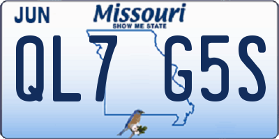 MO license plate QL7G5S