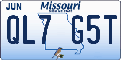 MO license plate QL7G5T