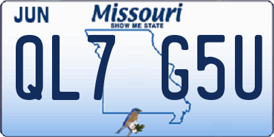 MO license plate QL7G5U
