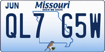 MO license plate QL7G5W