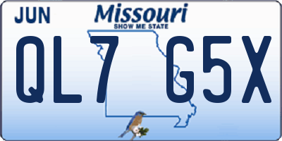 MO license plate QL7G5X