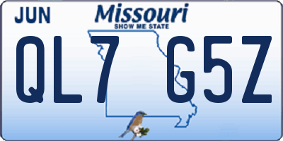 MO license plate QL7G5Z