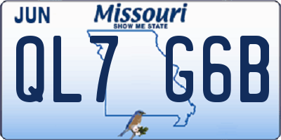 MO license plate QL7G6B