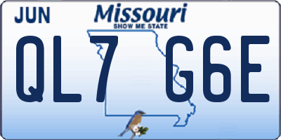 MO license plate QL7G6E