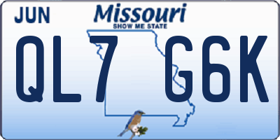 MO license plate QL7G6K