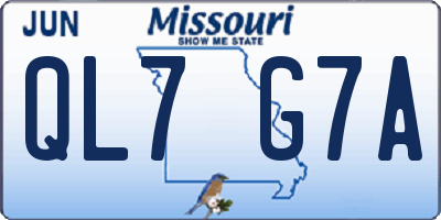 MO license plate QL7G7A